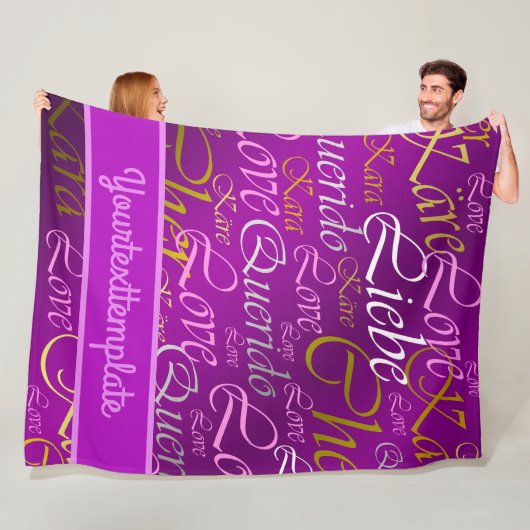 Liefde, liebe, kara, cher, käre, querido, text, ro fleece deken (In situ)