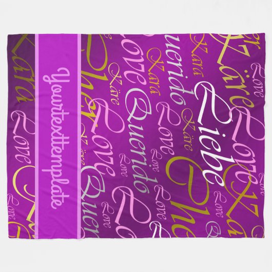 Liefde, liebe, kara, cher, käre, querido, text, ro fleece deken (Voorkant (Horizontaal))