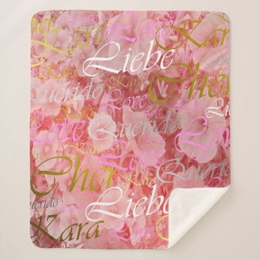 Liefde, liebe, kara, cher, käre, querido, text, ro sherpa deken (Voorkant)
