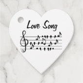 Liefde liedjes, vogels tussen muzikale noten bedankjes labels (Voorkant)