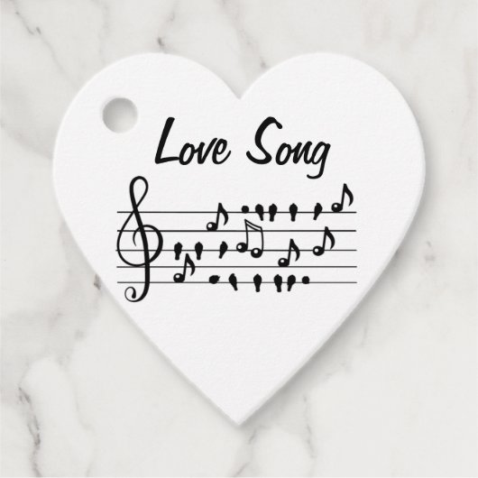 Liefde liedjes, vogels tussen muzikale noten bedankjes labels (Voorkant)