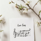 Liefde liedjes, vogels tussen muzikale noten bedankkaart