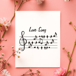 Liefde liedjes, vogels tussen muzikale noten bedankkaart