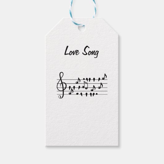 Liefde liedjes, vogels tussen muzikale noten cadeaulabel (Voorkant)