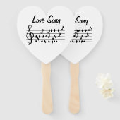 Liefde liedjes, vogels tussen muzikale noten handwaaier (Voorkant en achterkant)