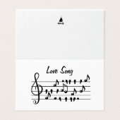 Liefde liedjes, vogels tussen muzikale noten kaart (Buitenkant ongevouwen)