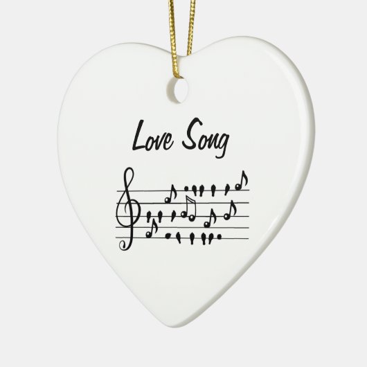 Liefde liedjes, vogels tussen muzikale noten keramisch ornament (Links)