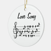 Liefde liedjes, vogels tussen muzikale noten keramisch ornament (Links)