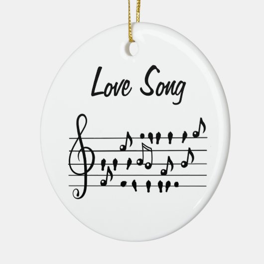 Liefde liedjes, vogels tussen muzikale noten keramisch ornament (Links)