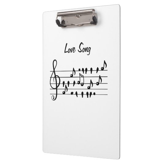 Liefde liedjes, vogels tussen muzikale noten klembord (Links)