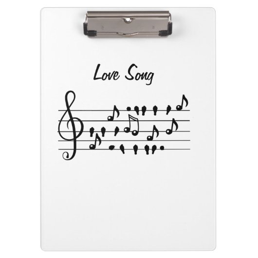 Liefde liedjes, vogels tussen muzikale noten klembord (Voorkant)