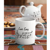 Liefde liedjes, vogels tussen muzikale noten koffiemok