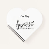 Liefde liedjes, vogels tussen muzikale noten notitieboek (Voorkant)