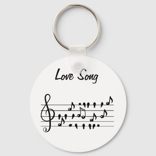 Liefde liedjes, vogels tussen muzikale noten sleutelhanger (Voorkant)