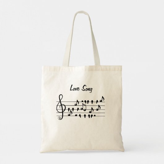 Liefde liedjes, vogels tussen muzikale noten tote bag (Achterkant)