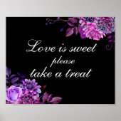 Liefde lief neemt een traktatie. Paarse en zwarte Poster (Voorkant)