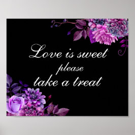 Liefde lief neemt een traktatie. Paarse en zwarte  Poster