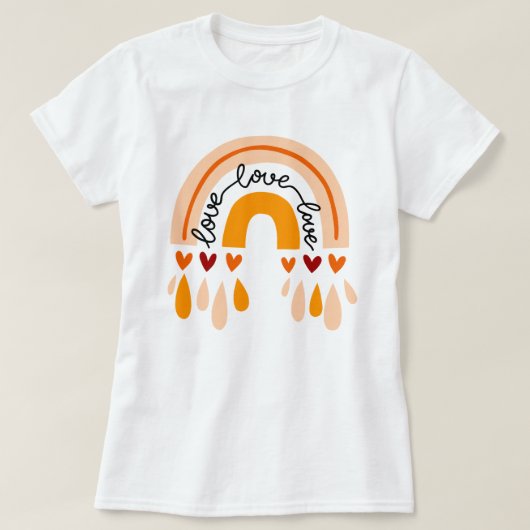 LIEFDE LIEFDE LIEFDE BOHO REGENBOOG EN HARTEN DESI T-SHIRT (Design voorkant)