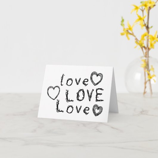 Liefde, Liefde, Liefde in Scratchy Schrijven Groet Kaart (Gele Bloem)