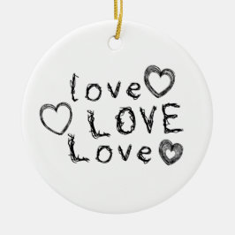 Liefde, liefde, liefde keramisch ornament