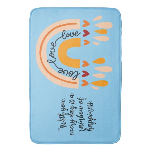 LIEFDE LIEFDE LIEFDE QUOTE RETRO BOHO REGENBOOG HA BADMAT (Voorkant Verticaal)