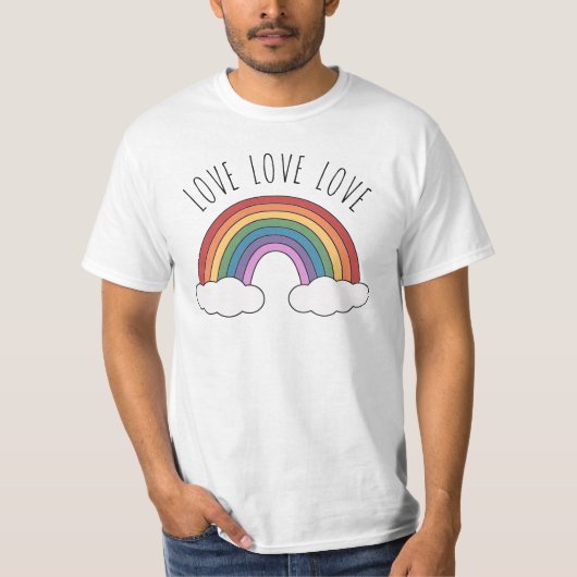 Liefde Liefde Liefde Regenboog T-shirt (Voorkant)