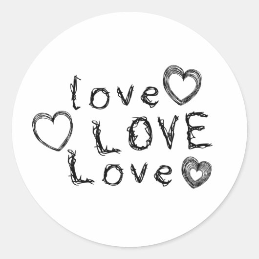Liefde, liefde, liefde ronde sticker (Voorkant)