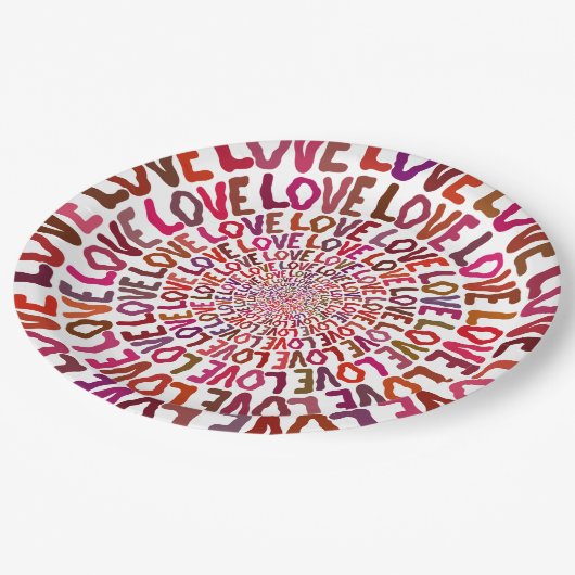 Liefde liefde liefdesroze mauve peach burgundy papieren bordje (Gekanteld)