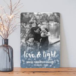Liefde & Light Bokeh Hanukkah-fotokaart Feestdagenkaart