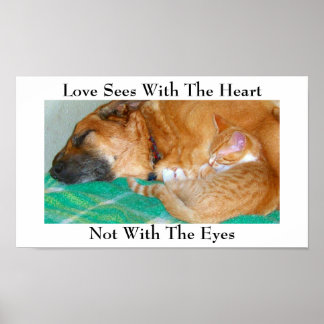 Liefde lijkt met het hart, niet met de ogen poster