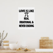 Liefde lijkt op echte irrationele en nooit eindige poster (Keuken)
