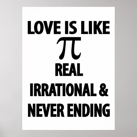 Liefde lijkt op echte irrationele en nooit eindige poster (Voorkant)