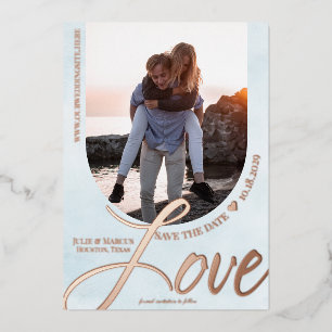 Liefde Lijst met lichtblauw Folie Uitnodiging