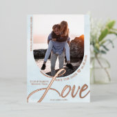 Liefde Lijst met lichtblauw Folie Uitnodiging (Staand Voorkant)