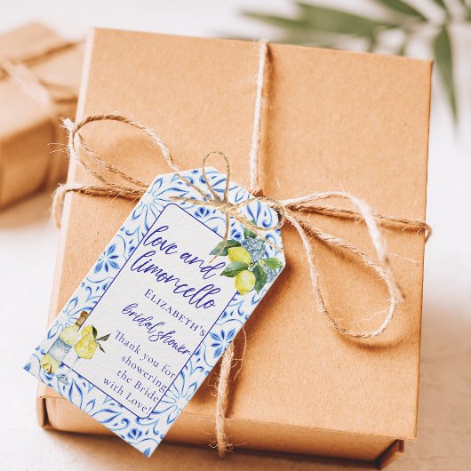 Liefde Limoncello Italiaans handgeschreven bruidsd Cadeaulabel