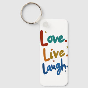 Liefde, Live, Lach Aluminium Rechthoek T-Shirt Sleutelhanger