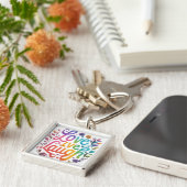 Liefde, Live, Lach Premium Square Sleutelhanger (Zijkant)