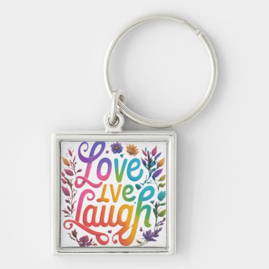 Liefde, Live, Lach Premium Square Sleutelhanger (Voorkant)