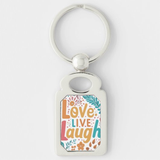 Liefde, Live, Lach Rechthoek Shirt Ontwerp Sleutelhanger (Voorkant)