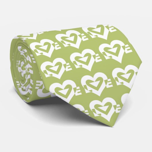 Liefde Logo, Sage Green en White Stropdas (Opgerold)