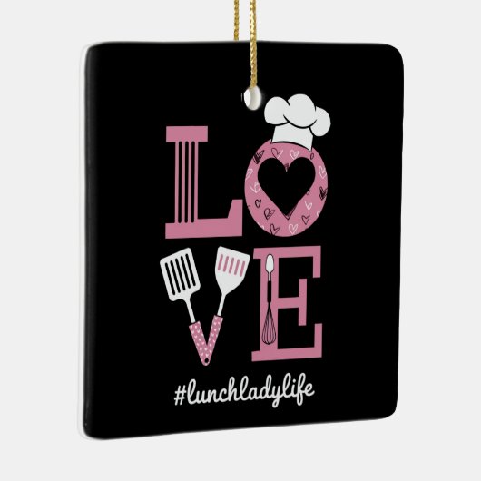 Liefde Lunch Lady Life Funny Valentijnsdag Cadeaus Keramisch Ornament (Rechts)
