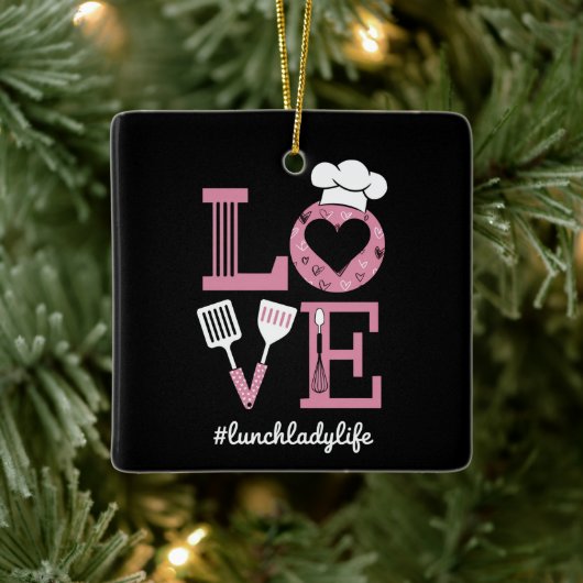 Liefde Lunch Lady Life Funny Valentijnsdag Cadeaus Keramisch Ornament (Boom)