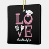 Liefde Lunch Lady Life Funny Valentijnsdag Cadeaus Keramisch Ornament (Links)