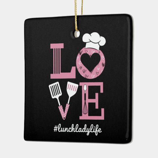Liefde Lunch Lady Life Funny Valentijnsdag Cadeaus Keramisch Ornament (Links)