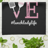 Liefde Lunch Lady Life Funny Valentijnsdag Cadeaus Theedoek (Gevouwen)