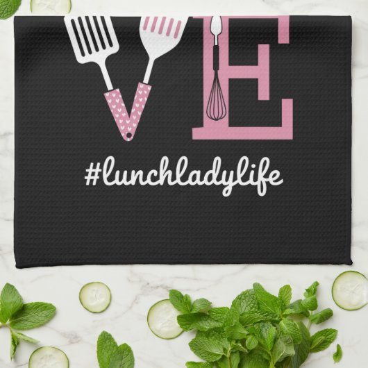 Liefde Lunch Lady Life Funny Valentijnsdag Cadeaus Theedoek (Gevouwen)