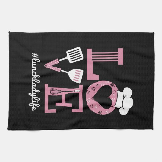 Liefde Lunch Lady Life Funny Valentijnsdag Cadeaus Theedoek (Horizontaal)