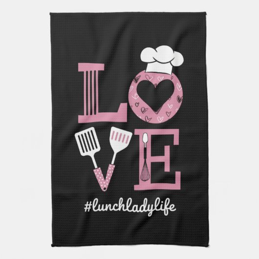 Liefde Lunch Lady Life Funny Valentijnsdag Cadeaus Theedoek (Verticaal)