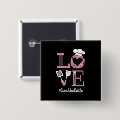 Liefde Lunch Lady Life Funny Valentijnsdag Cadeaus Vierkante Button 5,1 Cm (Voorkant /achterkant)
