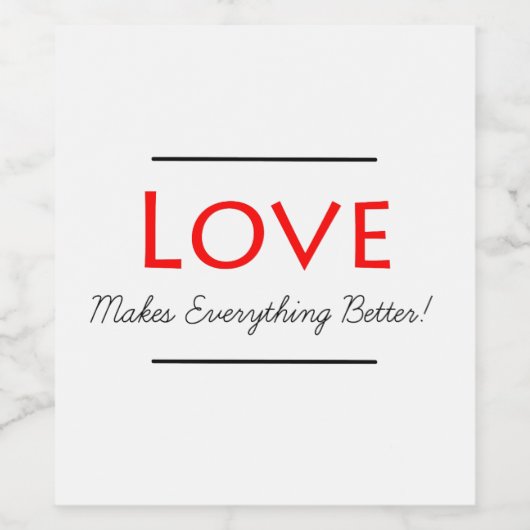 Liefde maakt alles beter wijn etiket (Enkel label)
